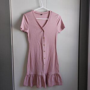 Shein Ruffled Hem Dress V- Neckline Short Sleeves Size M